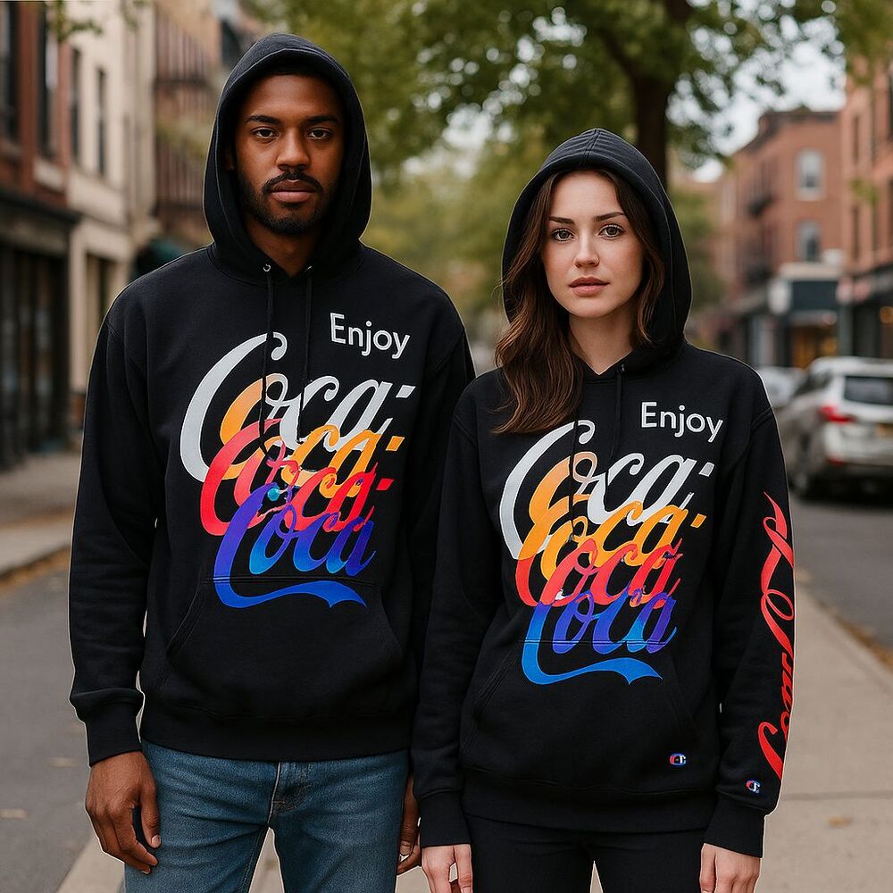 Champion X Coca Cola Collab Reverse Weave Graphic Streetwear Hoodie NEW Unisex